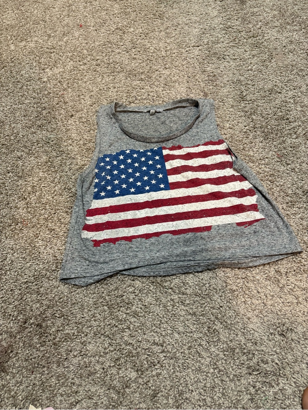 Gray Flag Graphic Crop Tank Top - USA Print